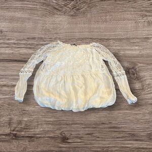 Charlie B Women’s Scoop Neck Long Sleeve Top Lace Made in Italy Size Medium